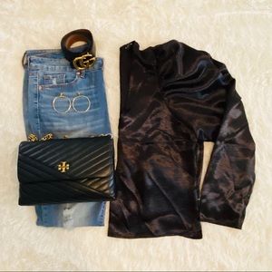 NWT Express Shiny Puff Sleeve Top